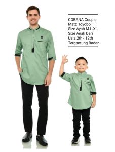 Aqmarstore11 - Baju Koko Warna Hijau Wardah - Koko Kurta Cobana Couple Ayah Dan Anak Bahan Toyobo Premium Tebal Lembut Adem
