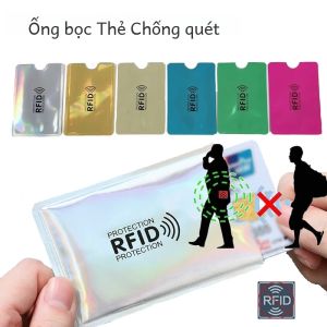 10 Chiếc Chống Quét Thẻ Tay Lá Nhôm Bảo Vệ RFID/NFC Chống Trộm Từ An Toàn Ngân Hàng Chứng Minh Thư Giá Đỡ