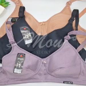 MOU  1pc Bh Olahraga Wanita Sport Jumbo Bra Sport Tanpa Busa Tanpa Kawat Kancing 3 Bahan Katun Murah