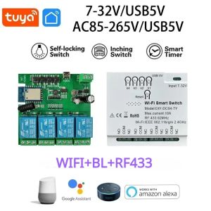 Tuya Smart Switch Wifi Garage Door Wifi Relay Switch Wifi RF 4 Channel Module 85-265V Wifi Curtain Module Wireless Switch