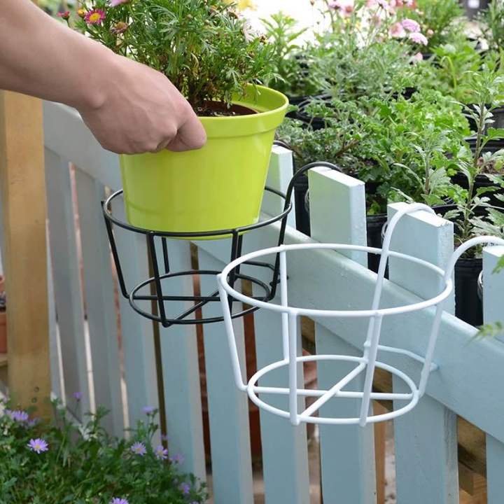 Hanging Plant Iron Racks Fence Balcony Round Flower Pot Garden | Lazada ...