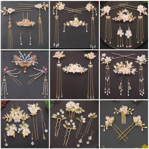 Elegant Ancient Chinese Style Hair Accessories Set for Women Flowing Tassel Hairpins Fairy Atmosphere Hair Jewelry Combo