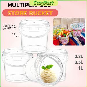C.N. 1L 0.3L 0.5L Bucket with Seal Clear Storage Plastic Container Pail Food Packaging Canister