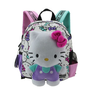 Austria Smiggle กระเป๋านักเรียนสำหรับเด็กของแท้กระเป๋าลาย Hello Kitty เป้สะพายคอมพิวเตอร์รุ่น Kawaii 1 2 3 4ปี11นิ้ว