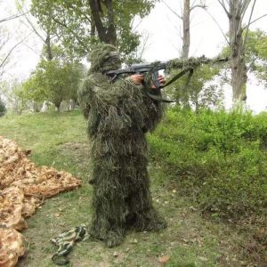 Ghillie Suit Hunter Hunting Woodland 3D Bionic Leaf Camouflage Clothing Disguise Uniform Cs Camo Suits Set ﻿