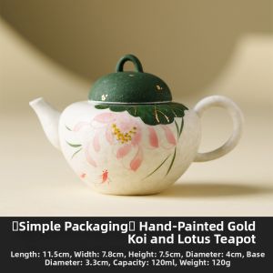 JISU | Hand-Painted Golden Koi Lotus Tea Pot Home Use Filtered