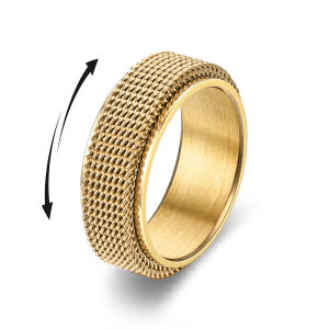 Anti-Stress Rotating Mesh Chain MenS Finger Ring Anxiety Relief Spinning Metal Spinner Fidget Ring Trendy Jewelry Anillos