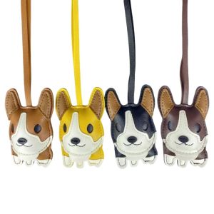 Chubby Corgi PU Leather Bag Charm with Upright triangular ears Ears & Short Legs.