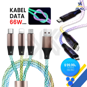 [KN ACC] NANVAN NVN-KD49 KABEL DATA CHARGER CASAN MICRO USB / TYPE TIPE C SUPER FAST CHARGING LAMPU 66W 3IN1