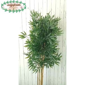 Pohon Imitasi Daun Bambu Hijau Latex Pot Dasar Cover Pot Anyaman Purun Belly Borneo Dekorasi Cafe