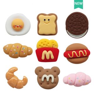 1PC Funny Bread  Food  shoes Charm DIY shoes accessories for croc Shoes Women