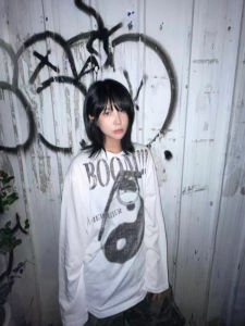 Áo Thun Dài Tay Mỏng Thoáng Khí Rộng Rãi Phong Cách Đường Phố Mỹ Tai Chi in Họa Tiết Thời Trang Đầu Thu Cho Nữ