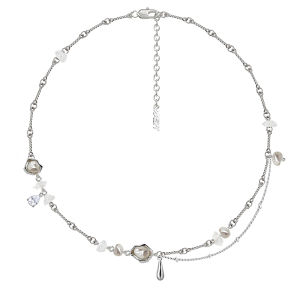 Original Design Natural Baroque Pearl Necklace for Women Ins Luxury Clavicle Chain Alloy Plated Silver Gold Fresh out Fashion Jewelry