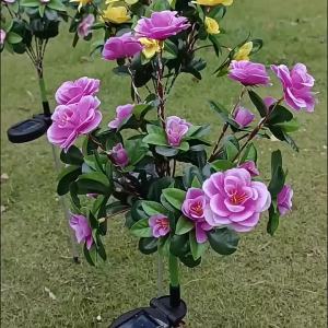 1pc 7head Solar Azalea Ground Mounted Light Available in Four Colors: Red Yellow Pink Purple Used for Garden Courtyard Dec