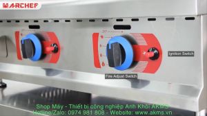 Bếp chiên phẳng gas Marchef GG-1000D công suất nhiệt 2.7kW x 3 mặt chiên thép A3 dày 16mm mạ Crom
