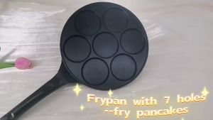 Portable Pancake Pans Hambuger Pan 7 Holes Frying Pan Cartoon Fried Eggs Induction Cookerware Non-Stick Pan Easy Clean Kids Breakfast Pan