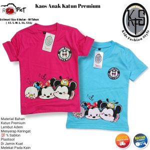 KFS 50 Atasan Baju Anak Perumpuan Kaos Disney Tsum Tsum Mickey And Minnie Cotton 30s Kids Fashion Style