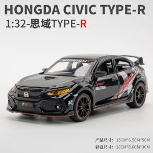 Jiaye 1:32 Honda Civic Type R Modified Version Alloy Car Metal Sound Light Door Opening Toy Car Collectible Static Model