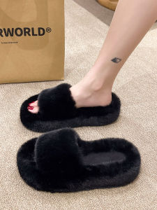 รองเท้าแตะขนฟูๆสีขาวสำหรับผู้หญิงรองเท้าแตะสไตล์นางฟ้าใส่ไปข้างนอกสำหรับฤดูร้อนรองเท้าแตะผ้าฝ้ายขนฟูๆใส่ในบ้านไซส์ใหญ่ใส่ช่วงฤดูใบไม้ร่วงและฤดูหนาวสำหรับหญิงตั้งครรภ์