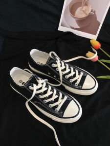 Black Low-Top Retro INS Canvas Shoes Classic Versatile Hong Kong Style Spring College Couple Style Ulzzang Simple Vintage Sneakers
