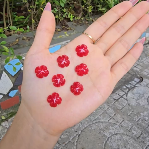 Q1674 Cỏ 4 lá Ngọc Huyếtt sẵn lỗ 2li+ dễ xâu vòng cáp mix vòng hạt - Phong Thuỷ TUDO