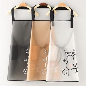Waterproof Oilproof Silicone Apron Transparent Nonwashable Kitchen Dishwashing Cooking Professional Dining Apron Home Use