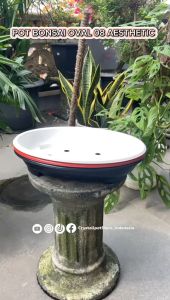 Pot Bunga Tanaman Bonsai Oval 40 Cm Putih Bahan Tebal - BONSAI OVAL 08 PUTIH