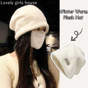 【♡Lovely girls house♡】Plush Imitation Rabbit Fur Warm Hat for Women Ins Korean Beanies Winter Fashion Caual Hat