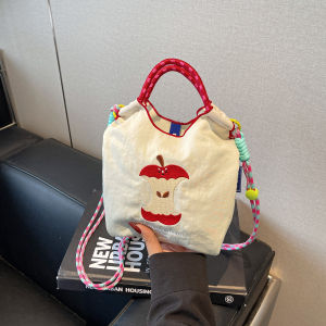 Childrens Drawstring Embroidered Nylon Mini Casual Crossbody Bag Summer Leisure Canvas Bag Fashionable Korean Style