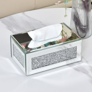 Hộp Đựng Khăn Giấy Sang Trọng Phòng Khách Hộp Đựng Khăn Giấy Đính Kim Cương Hộp Đựng Đồ Trang Trí Bàn Trà Nhà Bếp Bằng Thủy Tinh
