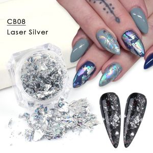 8Colors Gold Silver Irregular Foil Paper Fragments Nail Art Sequin Sticker DIY Manicure UV Gel Polish Nail Decoration Tools