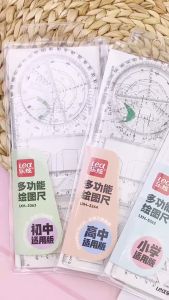 Penggaris Busur Derajat Rotary Multifungsi Geometri Multifunction Ruler Penggaris Template Gambar Matematika Alat Ukur untuk Perlengkapan Kantor Sekolah Siswa Seni AVVET