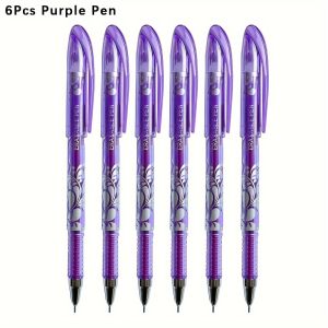 MROOFUL | 6pcs 0.5mm Erasable Gel Pen Set 6 Colors Ink Writing Gel Pens Refills Rods Washable Handle for School Office Stationery Supplies