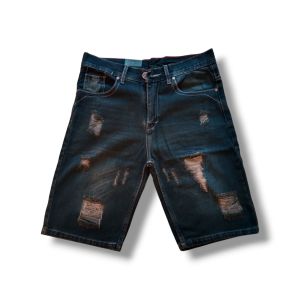 Celana Pendek Jeans Sobek Ripped Casual Denim Tebal