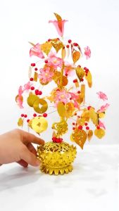 Cây Tài Lộc Trang Trí Tết Bàn Lễ Tân Bàn Thờ Phòng Khách Cao 35cm cây lá bồ đề may mắn