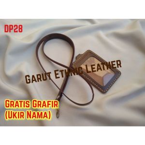 Name Tag/Lanyard (ID Card Holder) Kulit Pria Pull Up Premium Full Kulit Garut Handmade (DP28)
