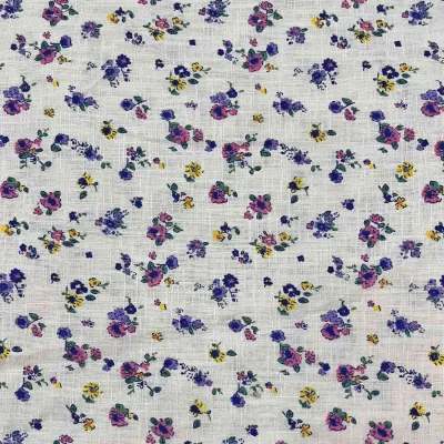 Vải Linen Bố Bột In Hoa Nhí Dày Dặn Mềm Rũ Chưa Wash Khổ 1m45 Đã Wash Khổ 1m40