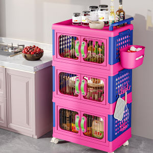 Foldable Durable Plastic Storage Cabinet Multi-Purpose Clothing Toy Snack Organizer No Installation Required Dustproof