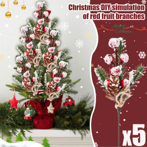 โคนต้นสนดอกไม้ประดิษฐ์เครื่องประดับต้นคริสมาสต์ Diy 5/2ชิ้นสำหรับเป็นของขวัญอุปกรณ์ตกแต่งคริสมาสต์ในบ้าน