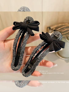 Black Butterfly Knot Hair Claw Clip Womens New 2025 Back of Head Bun Hair Accessories Rhinestone Duckbill Hair Clip Hair Card