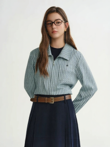 DUSHU | Plus Size Design Two-Piece Look Stripe Shirt