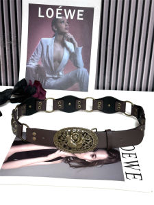 Millennium Hot Girl Western Cowboy Style Belt Womens Retro American Vintage Leather Belt with Metal Buckle Versatile Rivet Splicing Oval Buckle Trendy