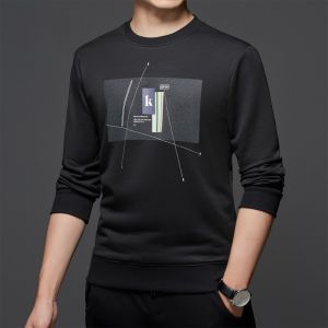 ROMON | Loose Fit Round Neck Long Sleeve Sweatshirt Casual Sporty Print T-Shirt Base Layer Shirt For Men Romon Brand Fashion Urban Style