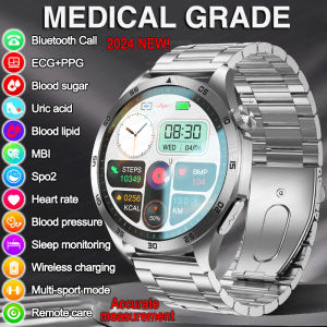 GT6 Pro New Medical grade Health Watch Uric Acid Blood Fat BP Blood Sugar ECG Smart Watch Men Bluetooth Call Sport Smartwatch