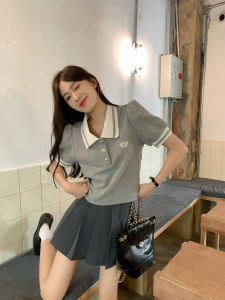 Plus Size Casual Sports Style Polo Collar Short Sleeve T-shirt Top Summer New Arrival Preppy Style Skirt Fashion Suit Women