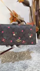 Coach 💯% Kraphipa Sapai Clutch C7656 Anna Foldover Crossbody ด้วยไลบ์ของเรา กระเป๋าสะพาย เปล่า กระเป๋าสะพาย สีขาว เปล่า รูปแบบของเครื่องด้วย รูปลักษณ์ของเรา