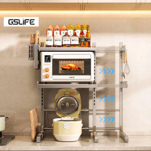 GSlife🔥🔥【Adjustable width】Microwave Oven Rack Kitchen Organizer Storage Rack Shelves Space Saver Kitchen Rack