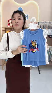 Bộ ba lỗ in chó cứu hộ Paw Patrol BENTY thấm hút mồ hôi tốt quần áo trẻ em cao cấp chính hãng