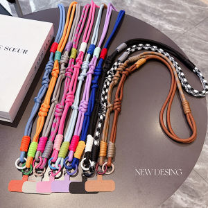 Japanese And Korean Dopamine Contrast Knots Mobile Phone Crossbody Rope Braided Lanyard Camera Small Bee Cross-Chain Side Back M