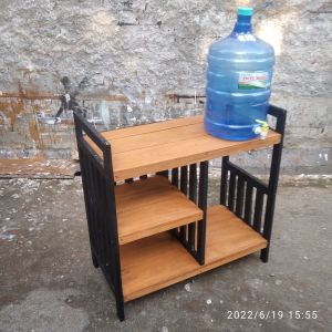 MEJA KOMPOR 3 SUSUN 2 TUNGKU DARI KAYU 75X40X80